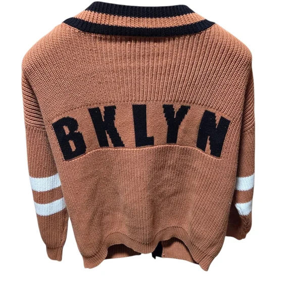 525 America Kennedy Brooklyn Grandpa Cardigan in Brown Black White Size Large - Picture 2 of 6